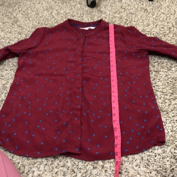 Boden Blouse Size US 8R Red Retro Floral Print Button Up Top - Picture 10 of 11